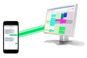 SMS Dental Appointment Integration Text Messages Updating Schedule on Computer Screen