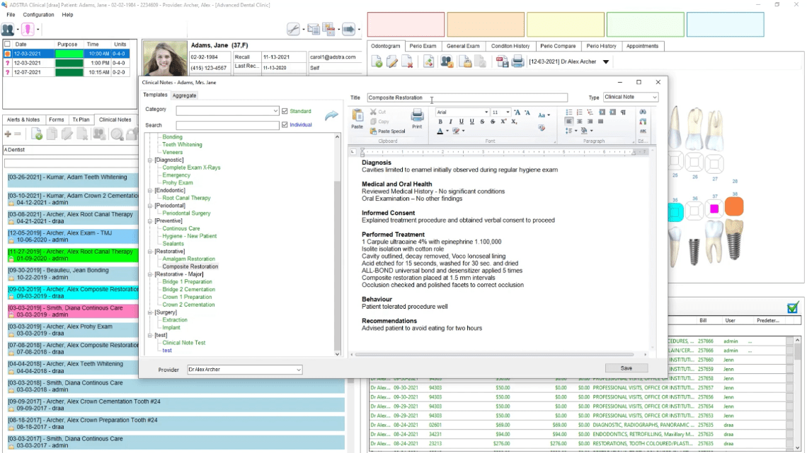 Dental Practice Management Software - Clinical Notes